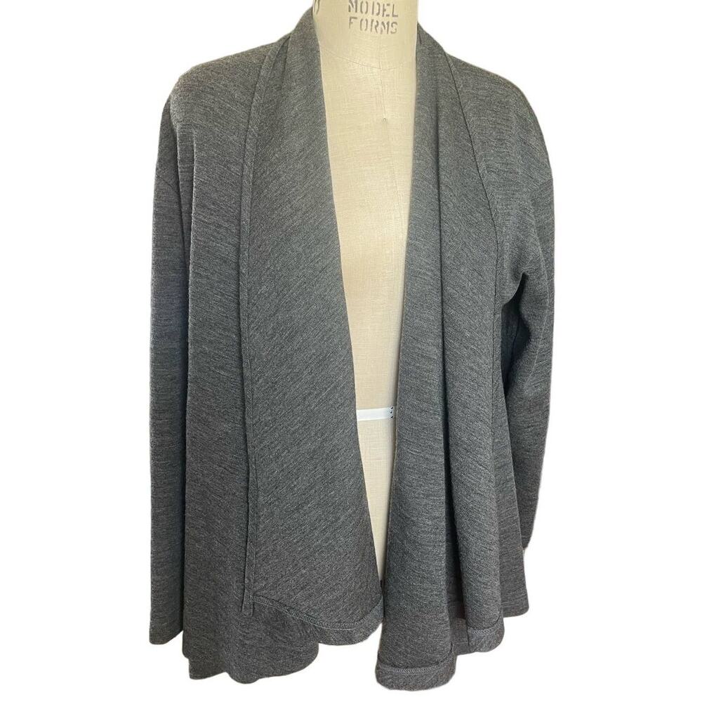 Bryn Walker Shawl Collar Gray 100% Wool Cardigan Sweater Size Small